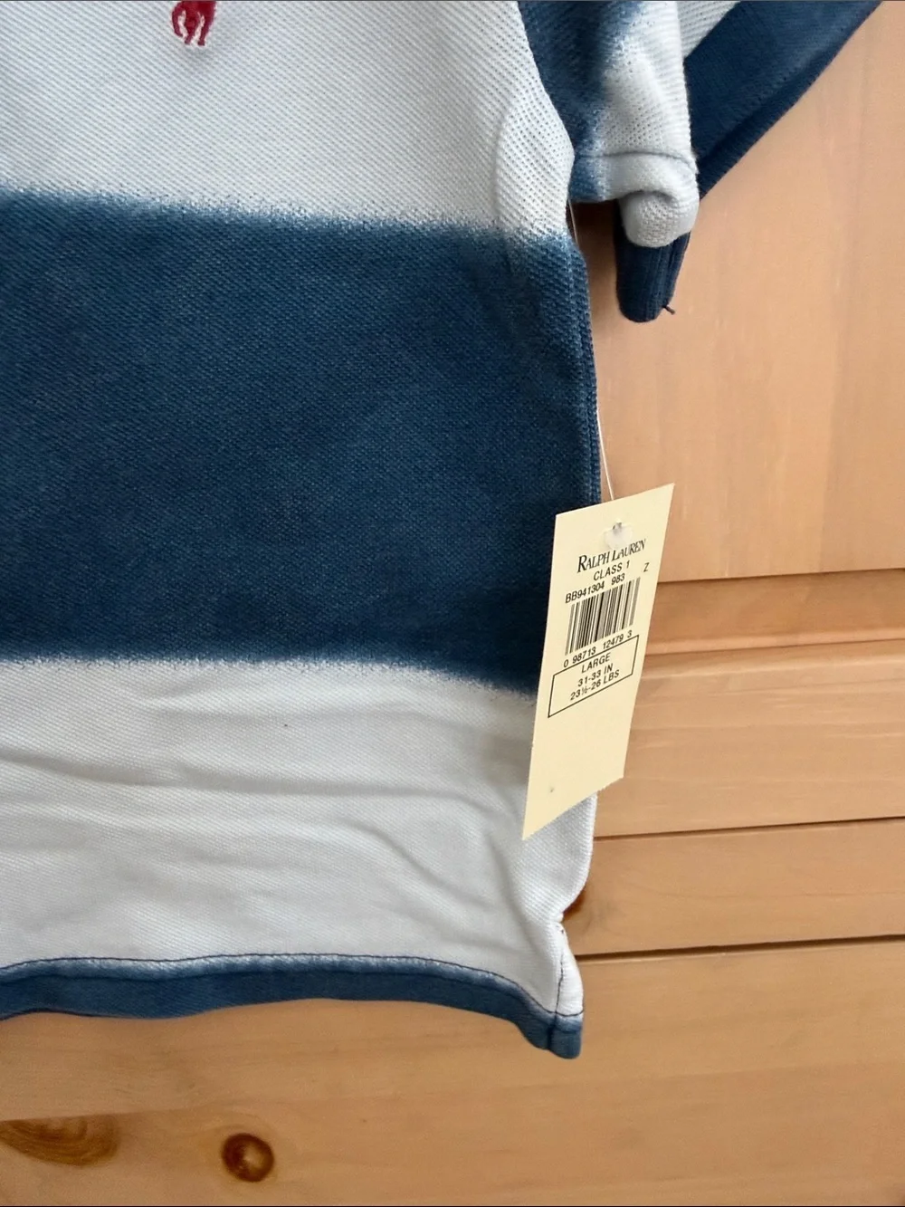 12-18 M Ralph Lauren Boys' Navy & White Striped Polo Shirt